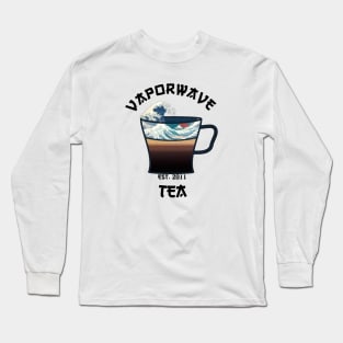 Vaporwave Aesthetic Great Wave Off Kanagawa Cafe Coffee Tea T-Shirt Long Sleeve T-Shirt